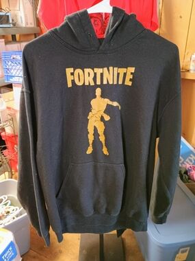 Fortnite Men's Black Hoodie with Gold Graphic Bin 7